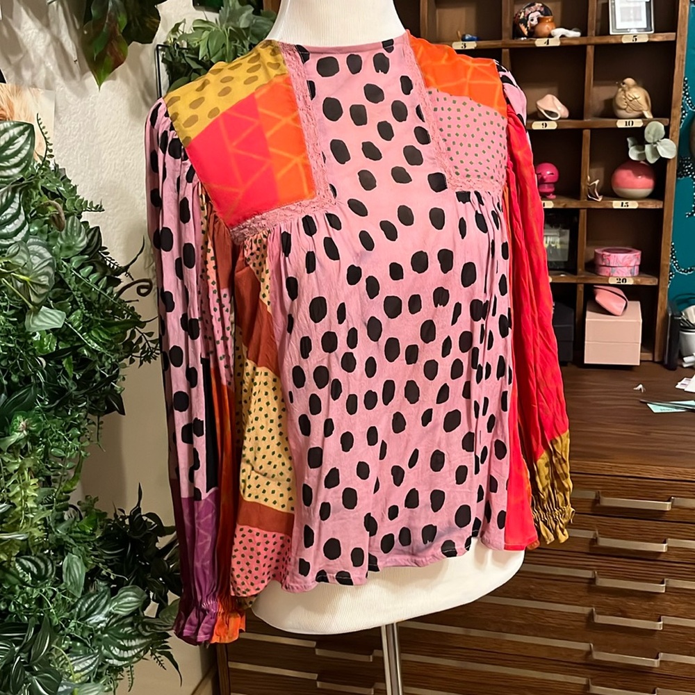 anthropologie blank london patterned top, petite small